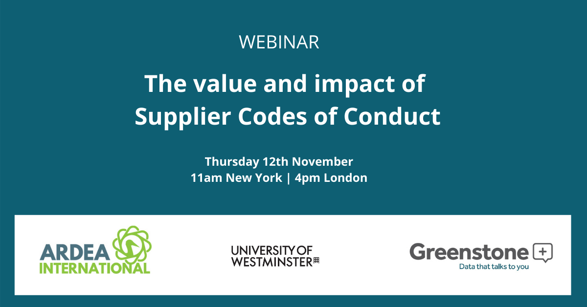 The value of supplier codes of conduct webinat 12th Nov 2020